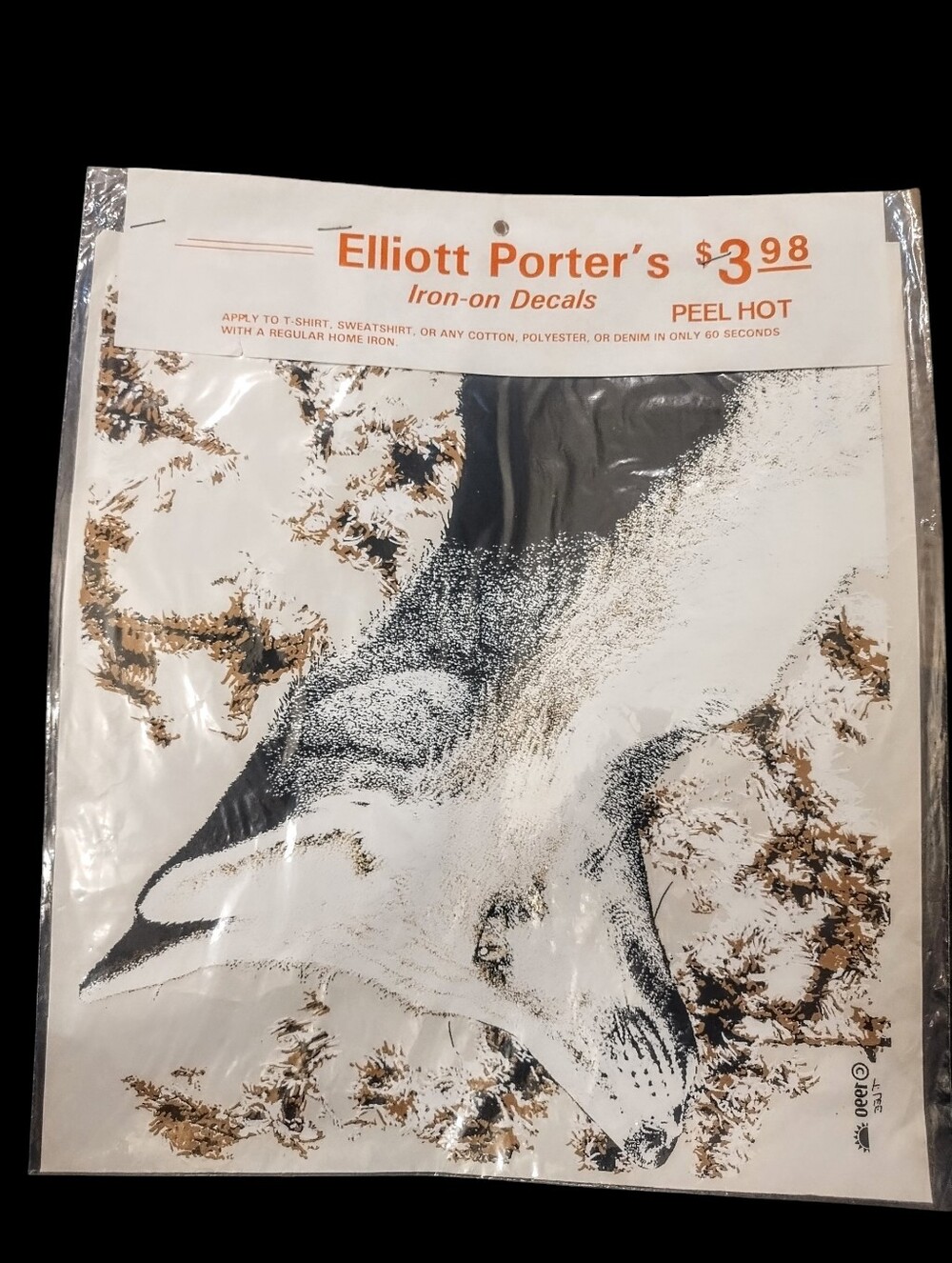 NOS Vintage 1990s Elliott Porter Iron-On Shirt Decal Wolf Fox
